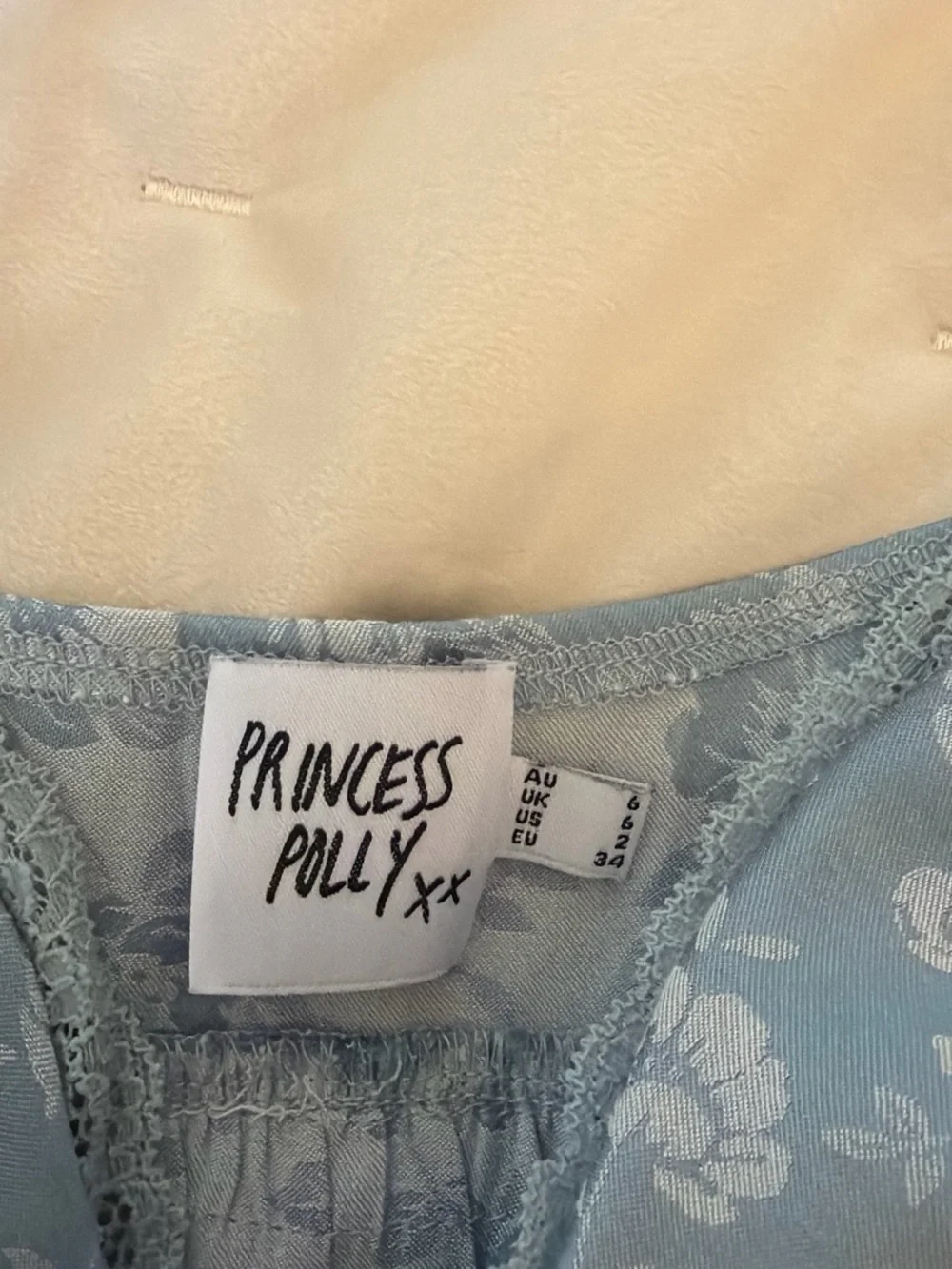 Princess Polly Dusty Blue Floral Lace-Trim Cami